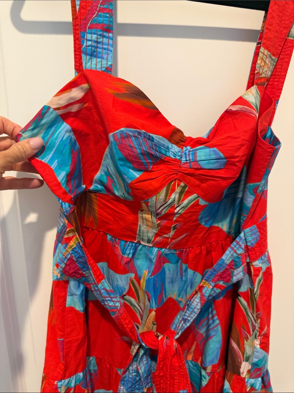 FARM Rio Red and Teal Tropical Print Dress - Picture 4 of 6